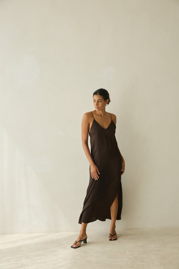 SLIP DRESS cacao