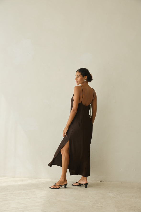 SLIP DRESS cacao