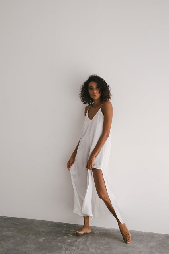 SILK SLIP DRESS dove