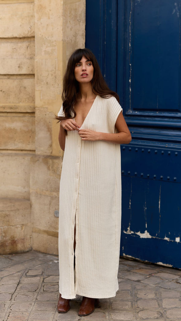 CARDIGAN DRESS natural