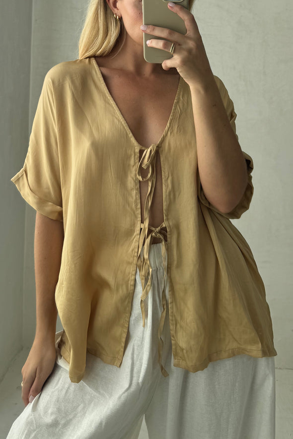 WOV TIE TOP latte