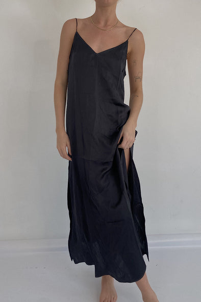 SILK SLIP DRESS noir