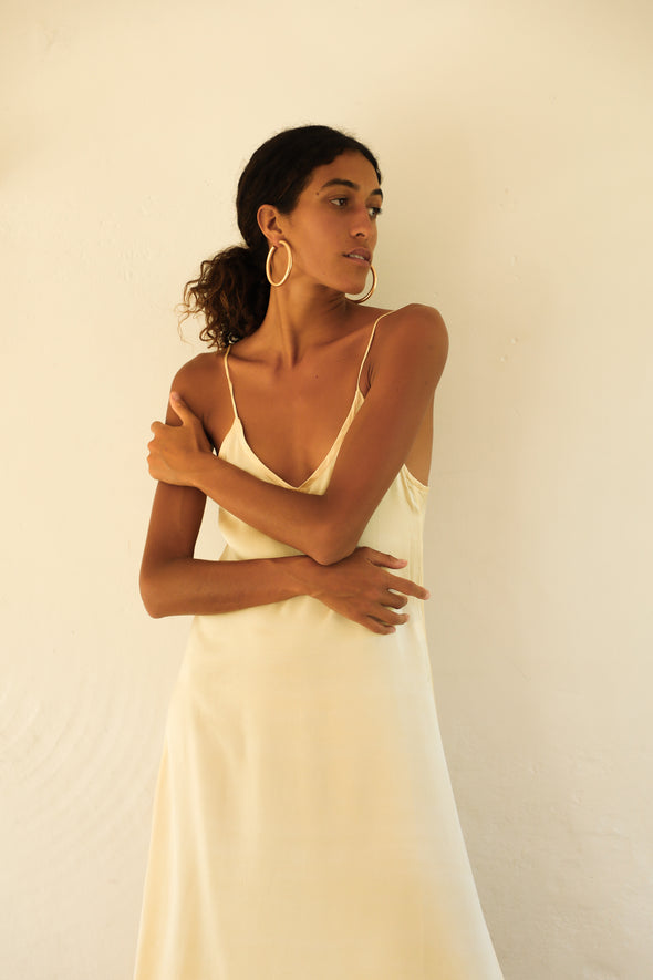 SILK SLIP DRESS yellow